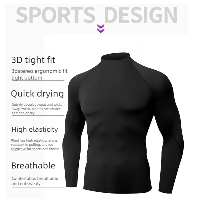 Camiseta de invierno para hombre, camisetas de manga larga, ropa interior térmica de cuello alto, forro polar fino suave de alta calidad, camisa para mantener el calor