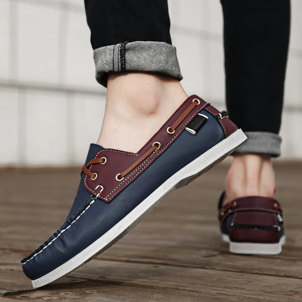 Zapatos mocasines con punta delantal de moda para hombre, cómodos antideslizantes para caminar al aire libre, viajar, primavera y verano