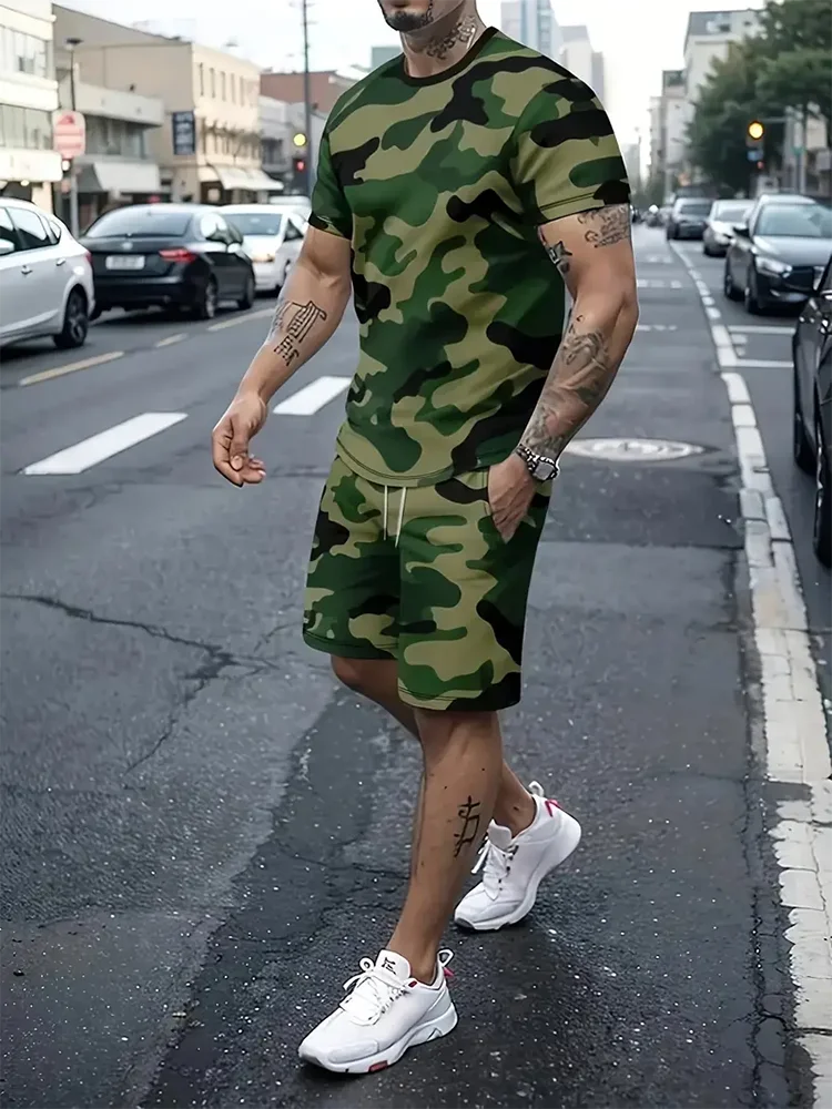 Camisetas de verano al aire libre de moda de calle para hombre Casual diario pantalones cortos deportivos para Hombre Camisetas y conjuntos de pantalones cortos con cordón para hombre