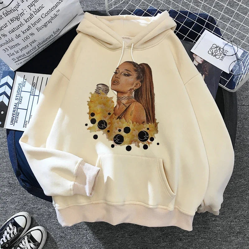 Sudadera con capucha de Ariana Grande Harajuku divertida para mujer/hombre, sudadera de los años 90, ropa para mujer/hombre, jerséis gráficos, capucha de gran tamaño Ulzzang Tumblr