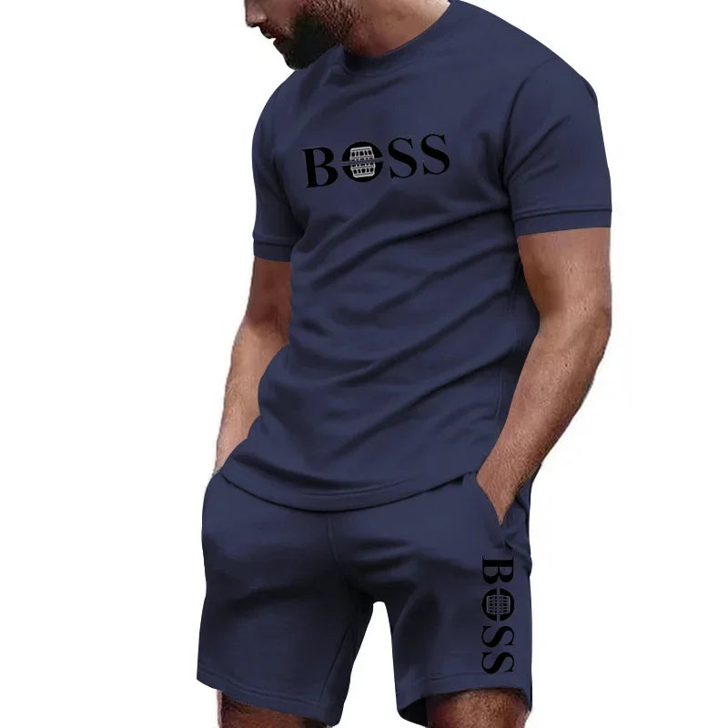 Conjunto deportivo de dos piezas para hombre, camiseta de manga corta y pantalones, ropa deportiva para correr y fitness, verano 2026, gran descuento