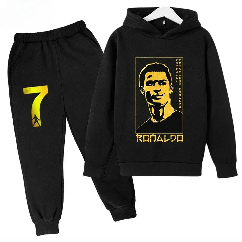 Chándal de Secado Rápido CR7 para Niños de 7 a 13 Años, Ronaldo 7 #   Conjunto Deportivo Estampado, Ropa Deportiva Transpirable, Ropa Infantil de Boutique