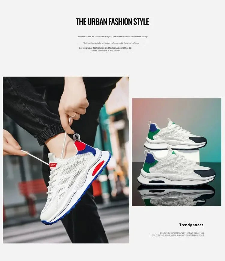 Zapatos deportivos informales y versátiles para hombre, botas de moto cruzadas blancas a la moda, suela suave, transpirabno 2024