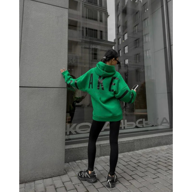 Y2K nuevo en sudaderas con capucha y sudaderas moda de invierno impreso grueso versátil manga larga sudaderas con capucha holgadas ropa de mujer