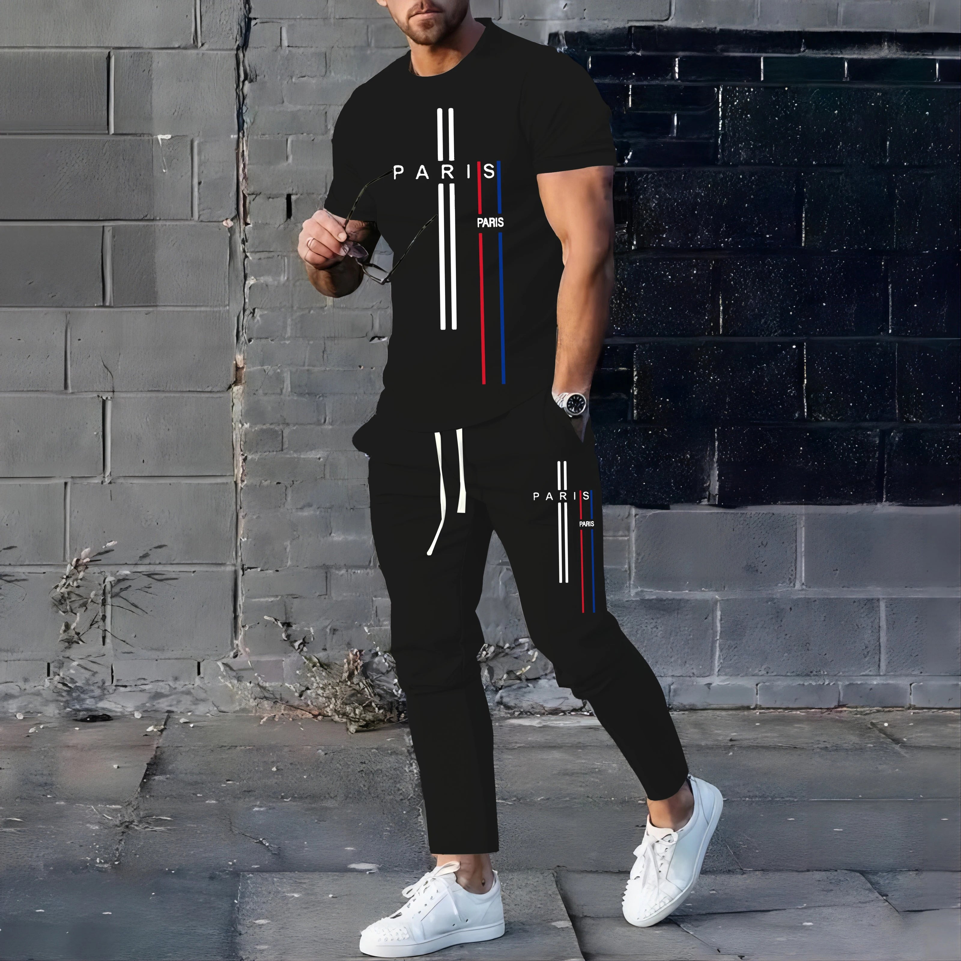 NOVEDAD DE VERANO 2023, ropa deportiva de fútbol a la moda para hombres, conjunto de camiseta y pantalones, pantalón corto informal, conjunto de manga, ropa para correr y Fitness