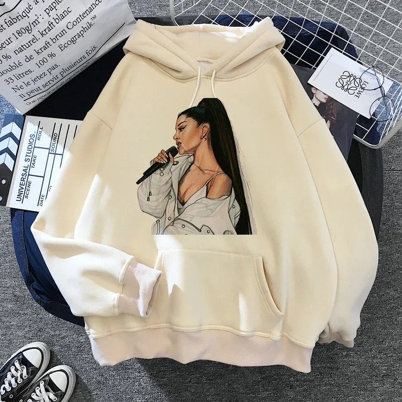 Sudadera con capucha de Ariana Grande Harajuku divertida para mujer/hombre, sudadera de los años 90, ropa para mujer/hombre, jerséis gráficos, capucha de gran tamaño Ulzzang Tumblr
