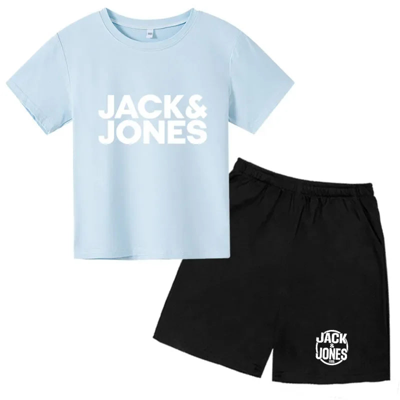 Conjuntos de Ropa para Niños y Niñas de 4 a 14 Años, Camisetas Transpirables de Verano con Estampado de Letras Sencillas y a la Moda + Pantalones Cortos, 2 Piezas