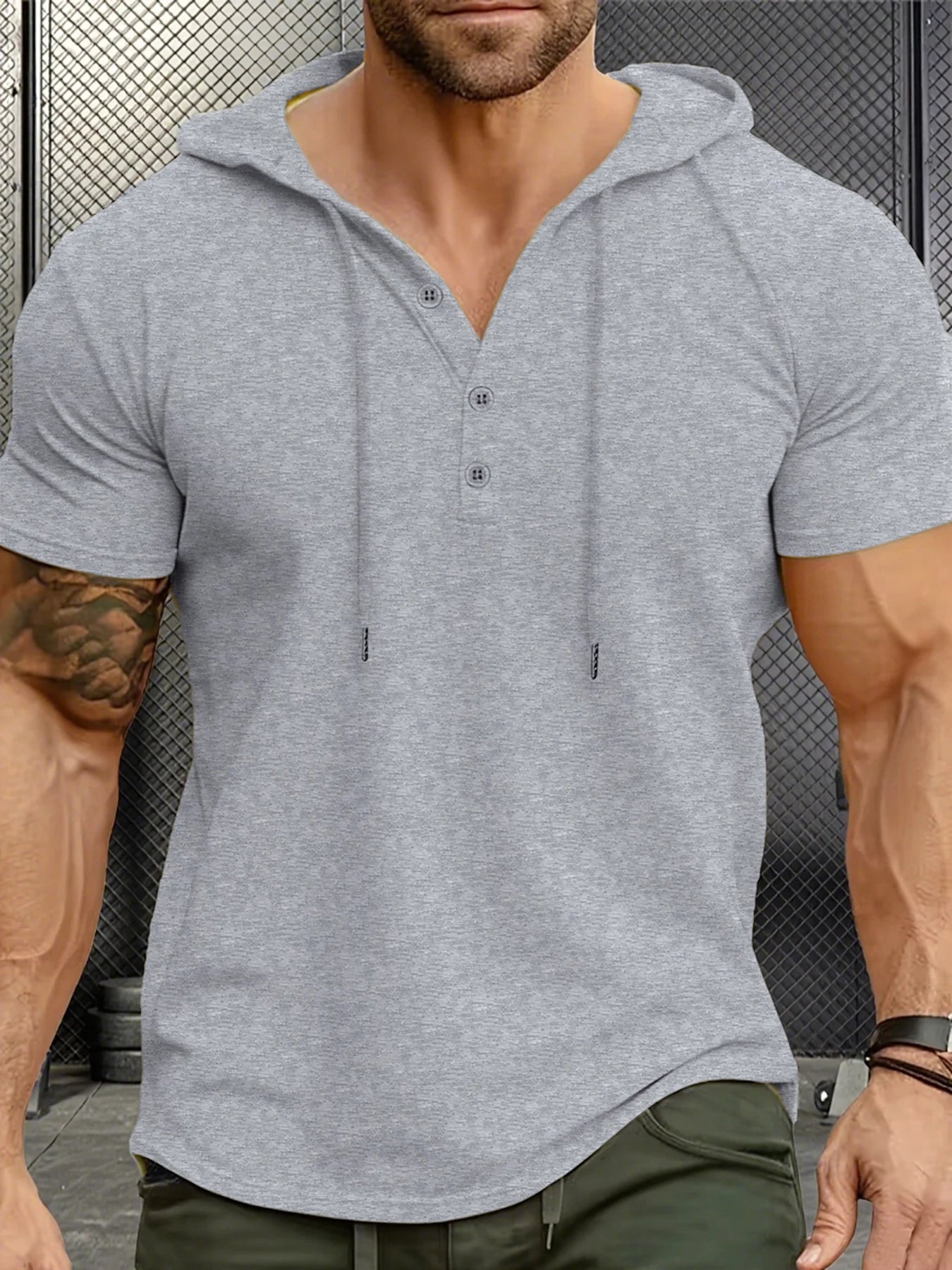 Camiseta ajustada de verano para hombre, camisetas de manga corta con capucha para Fitness, Sudadera con capucha ligera para hombre, camisetas deportivas transpirables para Fitness