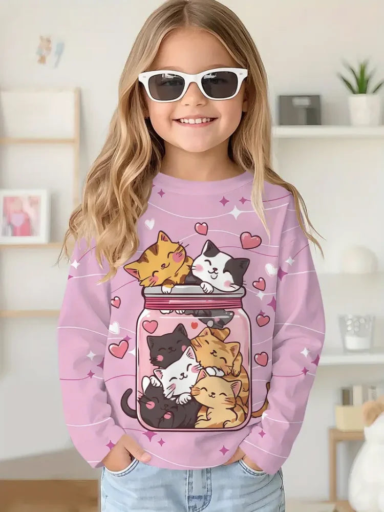 Camiseta de capibala de animales de dibujos animados, camisetas con cuello redondo, camiseta de moda de manga larga, ropa para niños y niñas de 7 a 8 años, ropa para niños