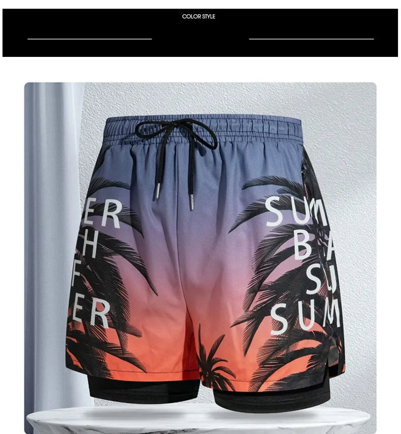 Nuevo Bañadores para hombre, pantalones cortos de baño de doble capa, antivergüenza, forrados con pantalones de playa profesionales, equipo de natación para adultos
