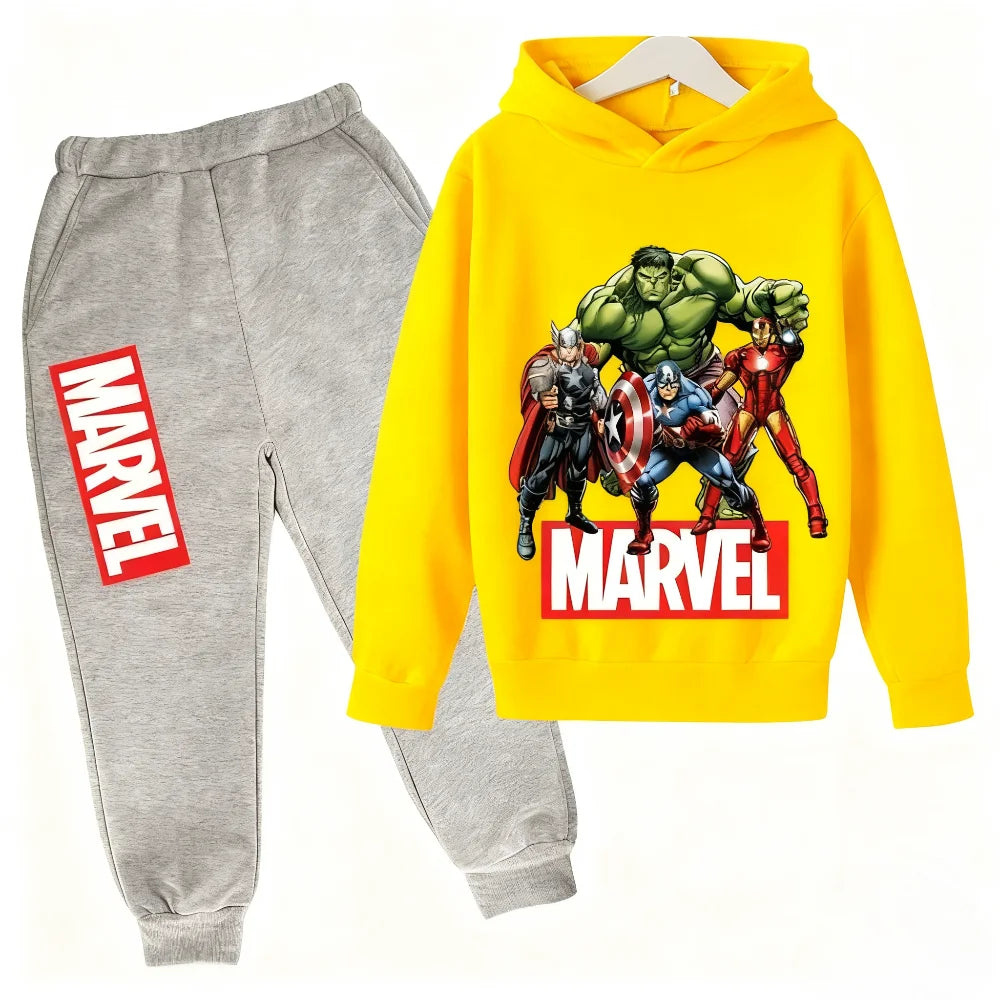 Sudadera con capucha de superhéroe de Marvel para niños, traje con capucha de Hulk para niños, traje de Iron Man para niños y niñas, conjunto de sudadera de otoño e invierno