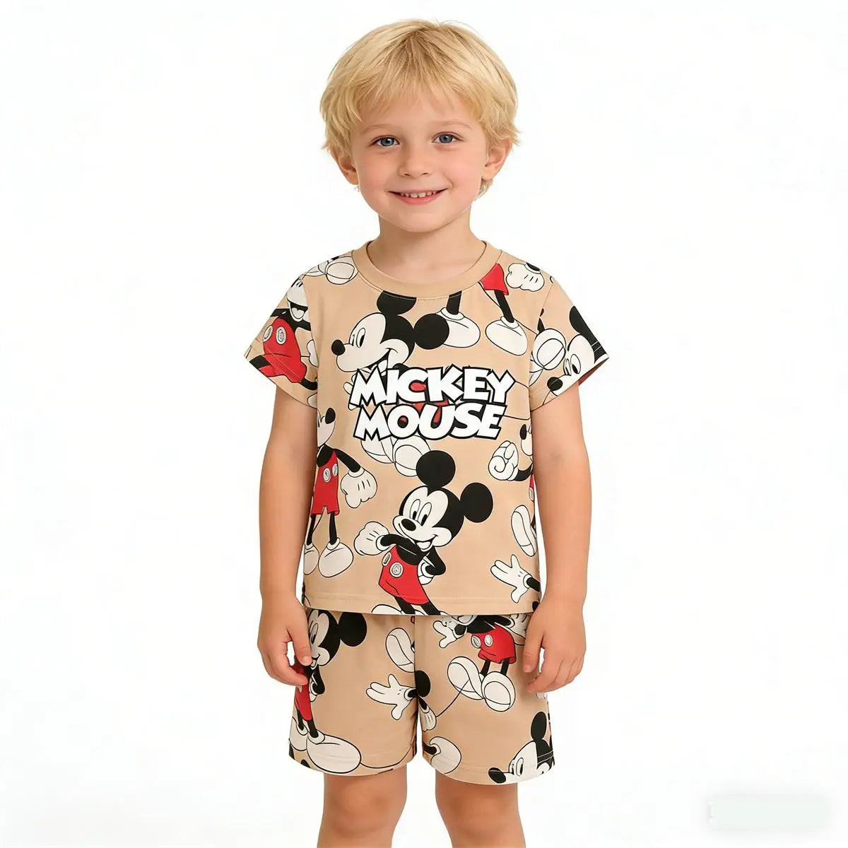 Camisetas de dibujos animados para bebés, niños y niñas, pantalones cortos sueltos, conjunto de dos piezas, chándales de manga corta para niños, camiseta bonita + pantalones cortos, verano 2026