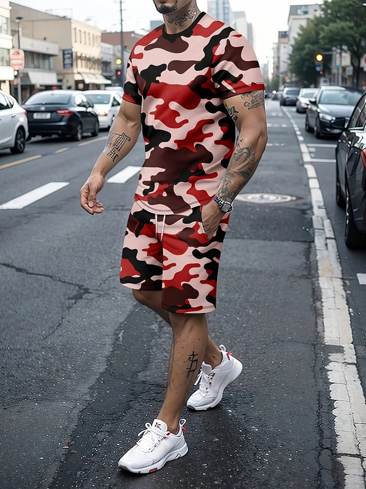 Camisetas de verano al aire libre de moda de calle para hombre Casual diario pantalones cortos deportivos para Hombre Camisetas y conjuntos de pantalones cortos con cordón para hombre