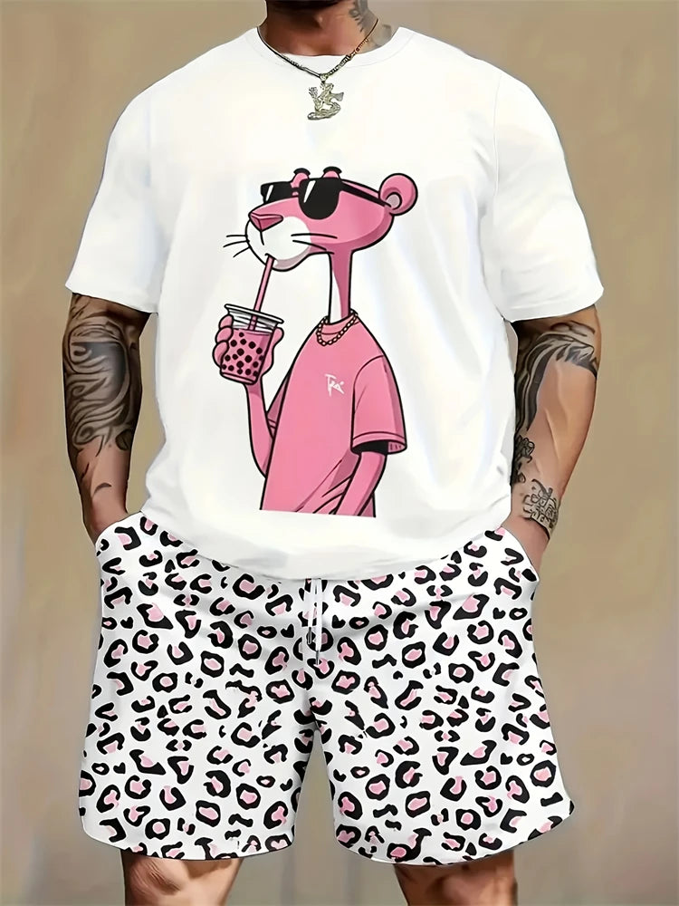 Nuevo traje corto de manga corta con cuello redondo para hombre, moderno y sencillo para actividades al aire libre y uso diario, conjunto de dos piezas