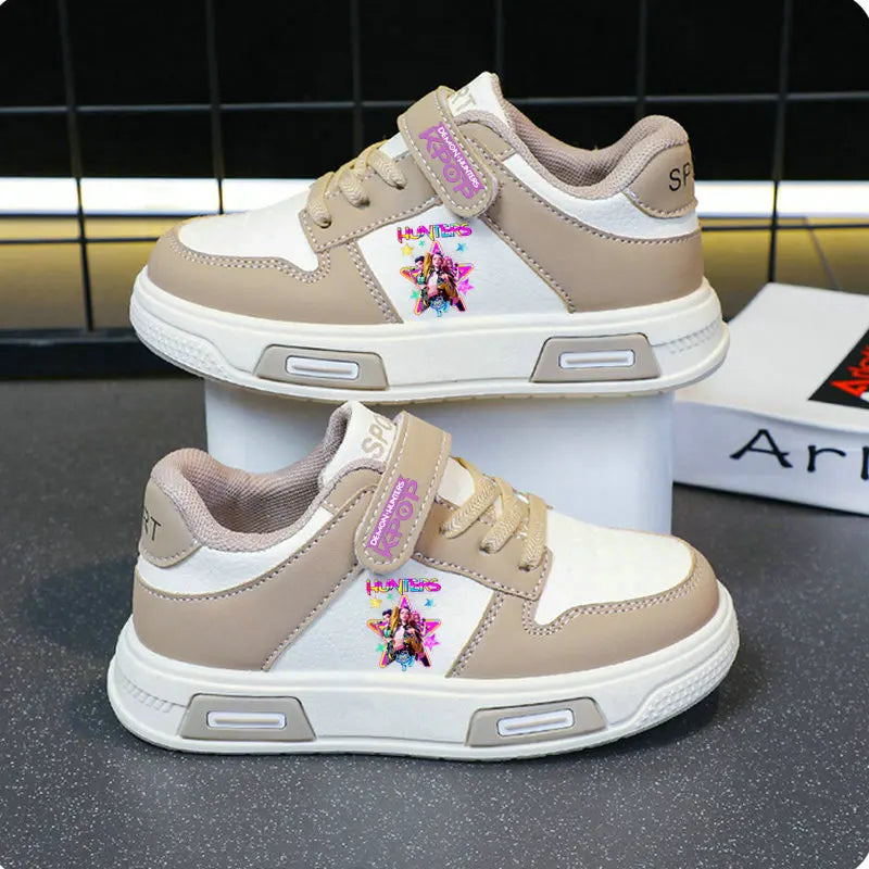 Kpop Demon Hunters zapatos para niños, zapatillas de deporte para niñas, zapatos blancos de otoño, zapatos informales para correr, Tenis de suela blanda antideslizantes