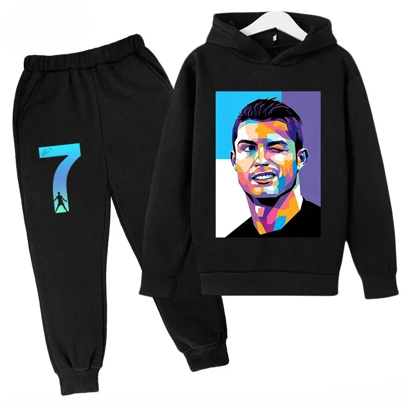 Chándal de Secado Rápido CR7 para Niños de 7 a 13 Años, Ronaldo 7 #   Conjunto Deportivo Estampado, Ropa Deportiva Transpirable, Ropa Infantil de Boutique