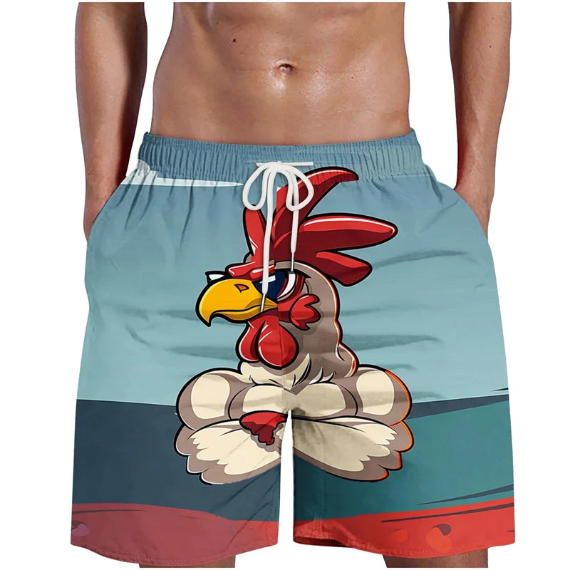 Pantalón Corto 3D Grafiti Gallo Hombre | Bañador Playa Transpirable