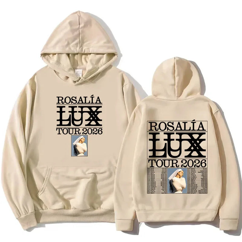 Rosalía Rosalia LUX Tour 2026 sudaderas con capucha de moda de manga larga sudaderas holgadas de invierno con capucha de lana ropa de calle Unisex ropa estampada