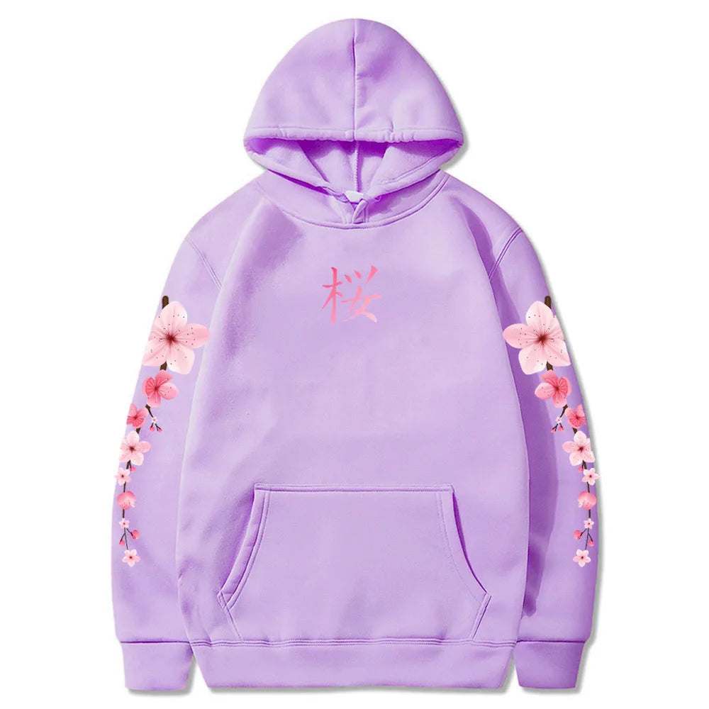 Sudaderas con capucha con estampado de Sakura de flores japonesas, sudaderas con capucha de invierno de manga larga, jerséis cómodos informales para mujeres/hombres con bolsillo