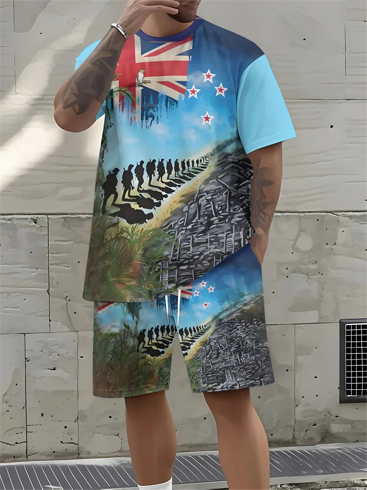Conjunto Streetwear Hombre 2 Piezas | Camisa + Pantalón Corto Estampado