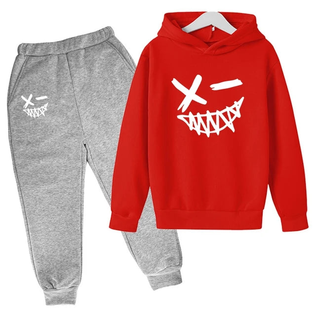 Ropa de verano para bebés con estampado de sonrisa malvada 2024, ropa para niños de 1 a 12 años, conjuntos para niños, traje para niñas y niños