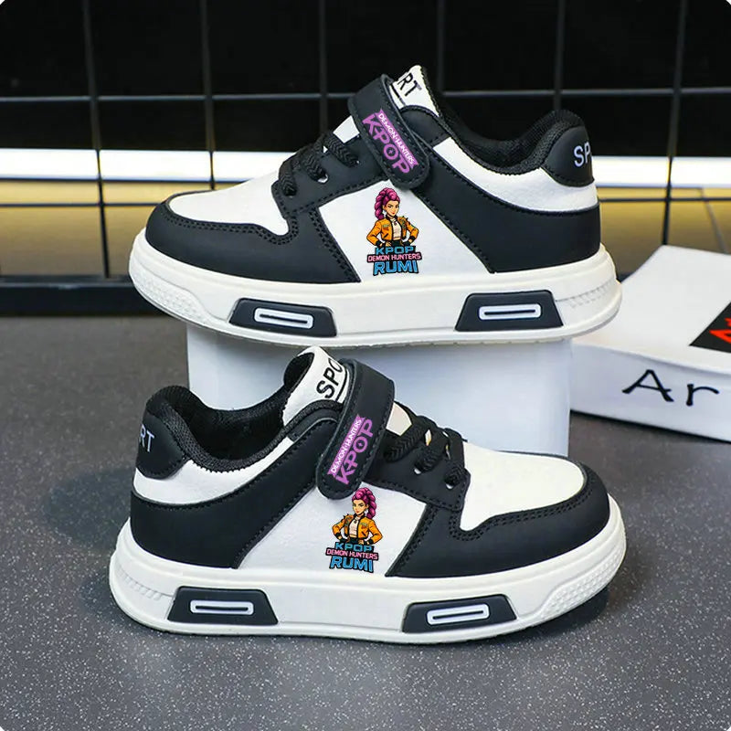 Kpop Demon Hunters zapatos para niños, zapatillas de deporte para niñas, zapatos blancos de otoño, zapatos informales para correr, Tenis de suela blanda antideslizantes