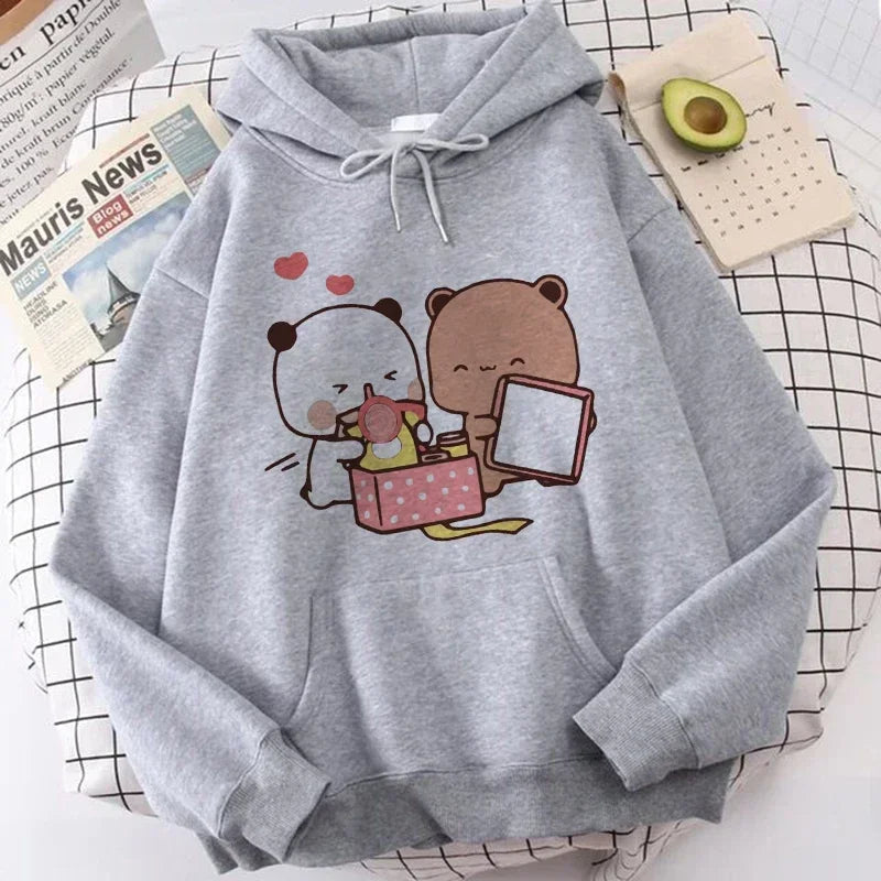 Ropa de calle gótica de dibujos animados para hombre y mujer, sudaderas con capucha con estampado de Bubu Dudu Y2k, divertidas sudaderas Kawaii, ropa con capucha con gráfico Vintage de los años 90