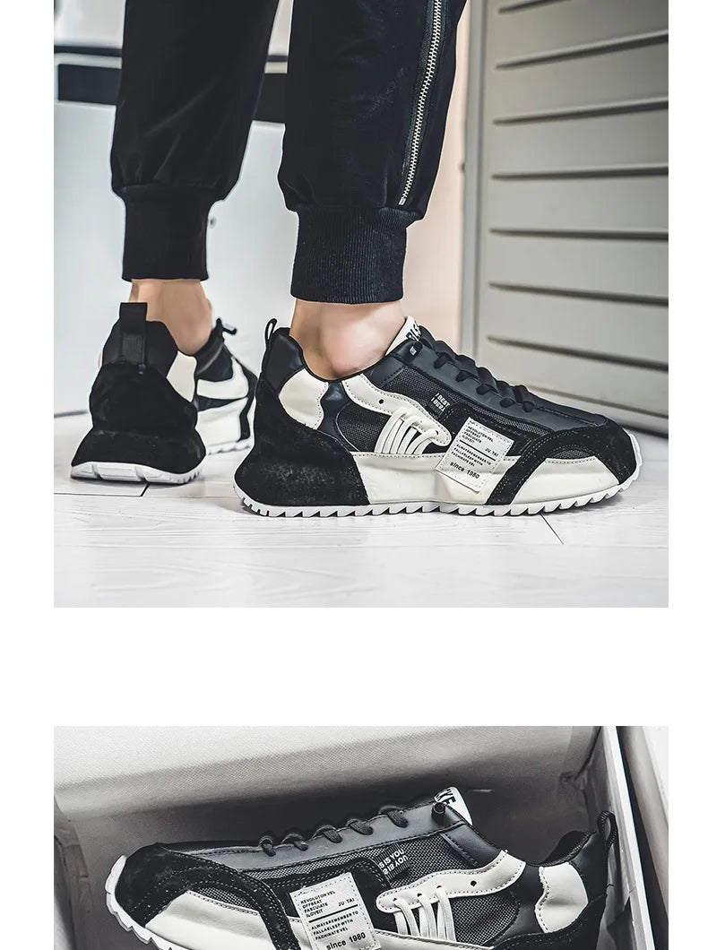 Shoes for Men Casual Sports Four Seasons Moccasins Trend Designed Personality Lace-up Leather Sneakers Comfortable Breathable