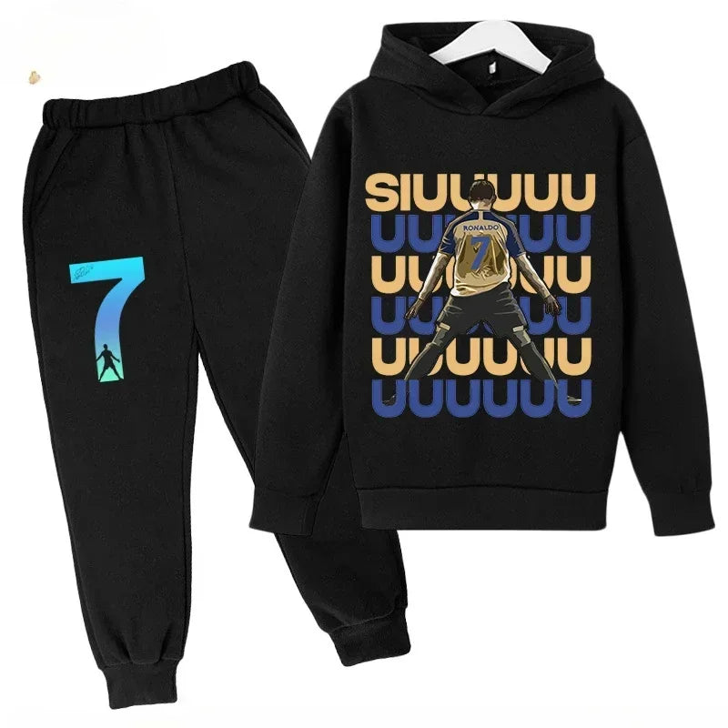 Chándal de Secado Rápido CR7 para Niños de 7 a 13 Años, Ronaldo 7 #   Conjunto Deportivo Estampado, Ropa Deportiva Transpirable, Ropa Infantil de Boutique