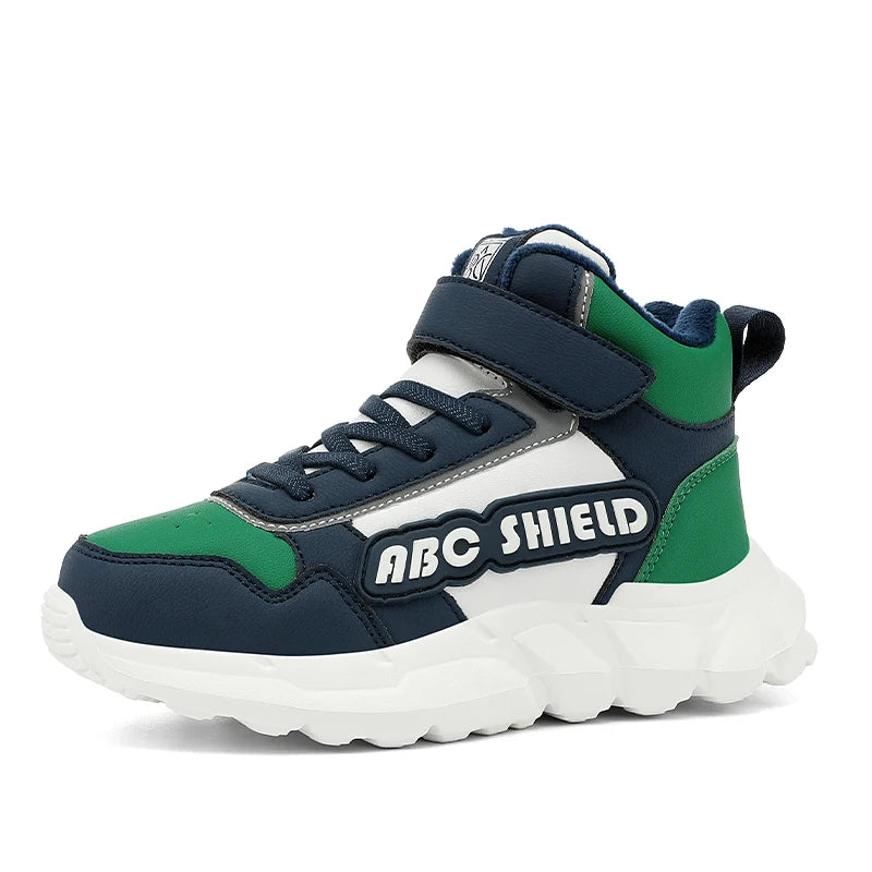 Zapatos de otoño e invierno para niños, zapatillas altas, zapatos cálidos de felpa de algodón para niños, zapatillas deportivas informales para uso diario para niños de 4 a 12 años