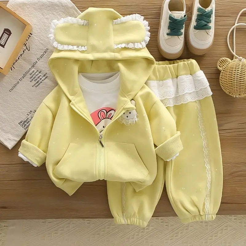 Conjunto Bebé Niña 3 Piezas - Abrigo + Camiseta + Pantalón