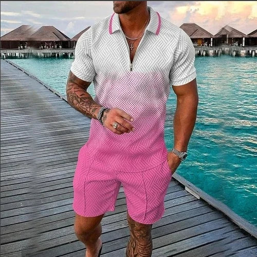 Chándal 3D Hombre | Polo Cremallera + Pantalón Corto Verano