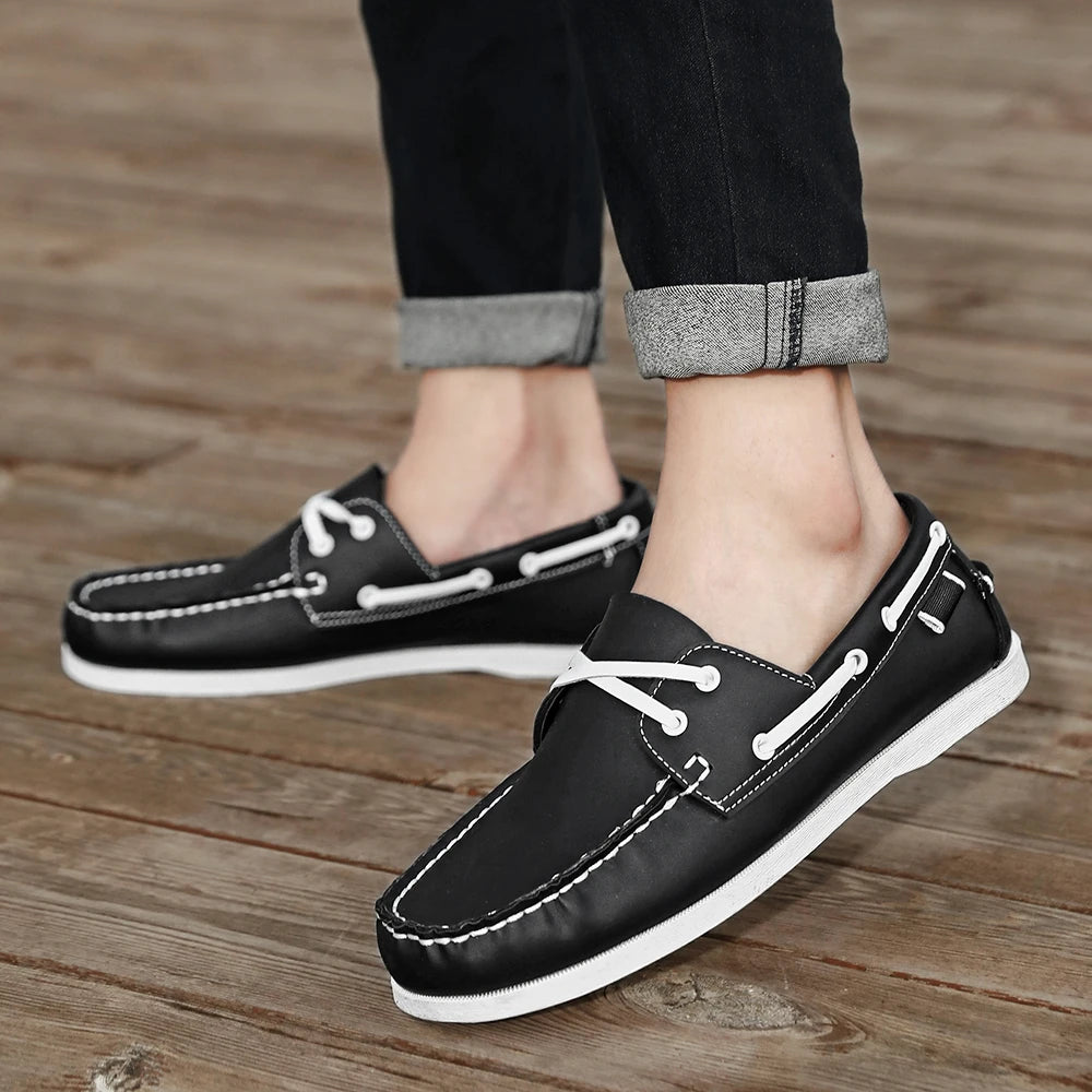 Zapatos mocasines con punta delantal de moda para hombre, cómodos antideslizantes para caminar al aire libre, viajar, primavera y verano