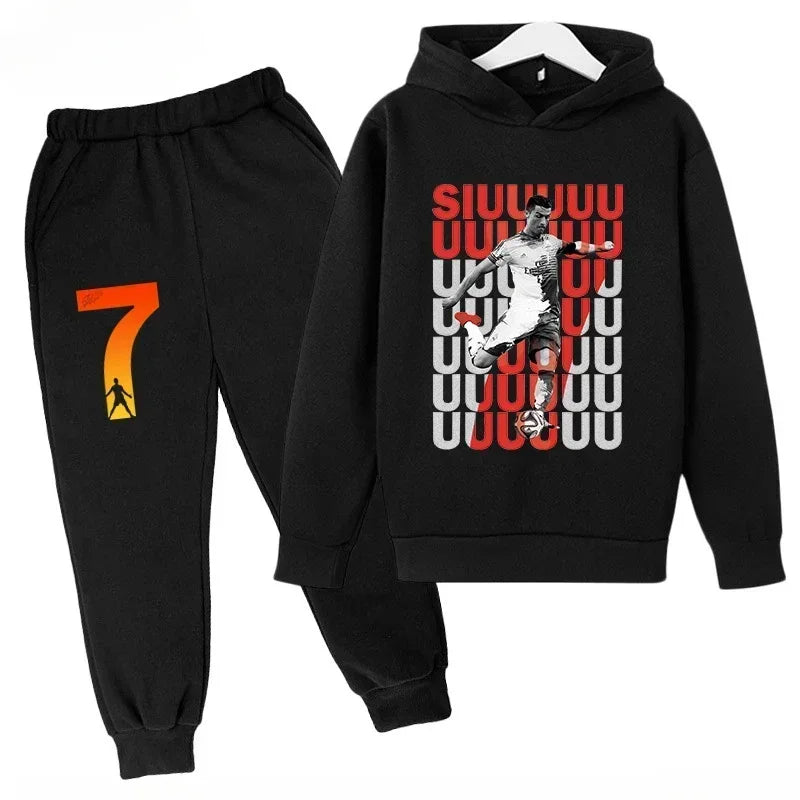Chándal de Secado Rápido CR7 para Niños de 7 a 13 Años, Ronaldo 7 #   Conjunto Deportivo Estampado, Ropa Deportiva Transpirable, Ropa Infantil de Boutique