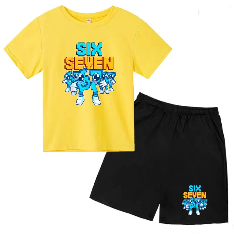 Nueva camiseta de verano con estampado de 67 Number Six Seven para niños de 3 a 12 años, ropa de dibujos animados de manga corta + pantalones cortos, conjunto deportivo informal para niños y niñas