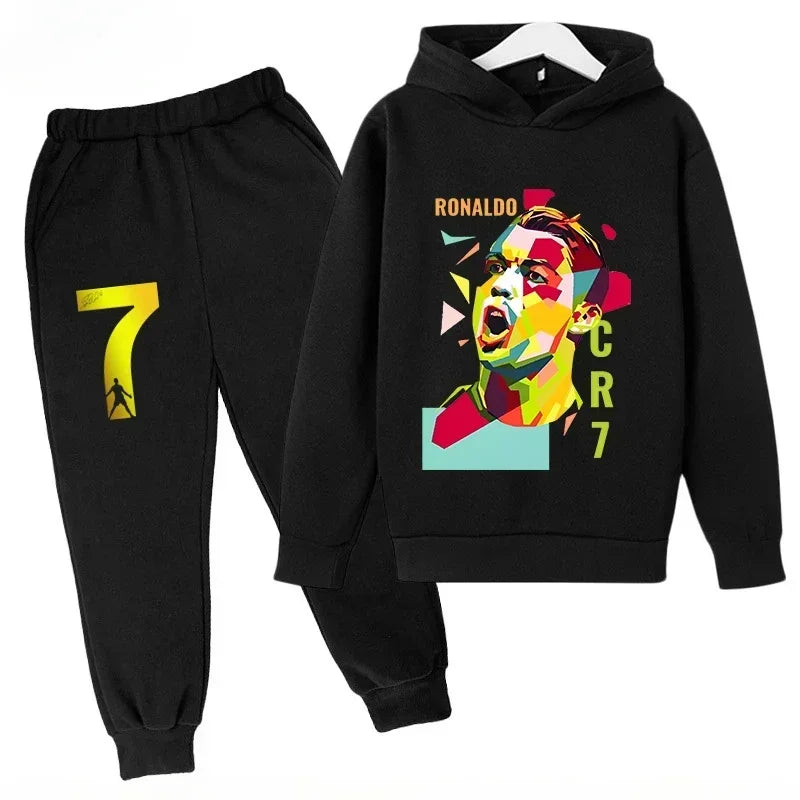 Chándal de Secado Rápido CR7 para Niños de 7 a 13 Años, Ronaldo 7 #   Conjunto Deportivo Estampado, Ropa Deportiva Transpirable, Ropa Infantil de Boutique