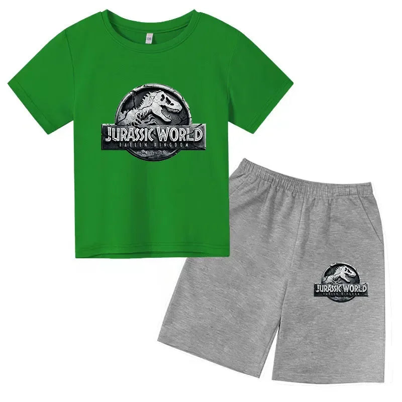 Conjunto de 2 Piezas de Camiseta de Manga Corta y Pantalones Cortos de Verano para Niños, Ropa de Marca de Lujo con Estampado Deportivo, Chándal Informal de Moda para Niños y Niñas