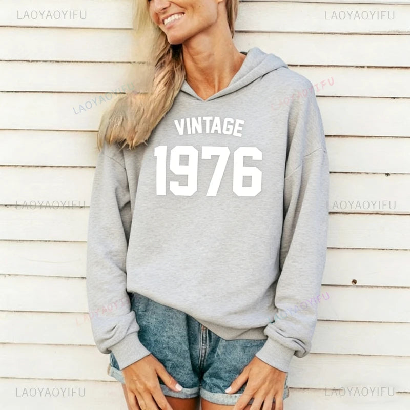 Sudaderas con capucha a juego para 45 cumpleaños, regalo Vintage 1976, sudadera de otoño e invierno, jersey de moda de manga larga para mantener el calor