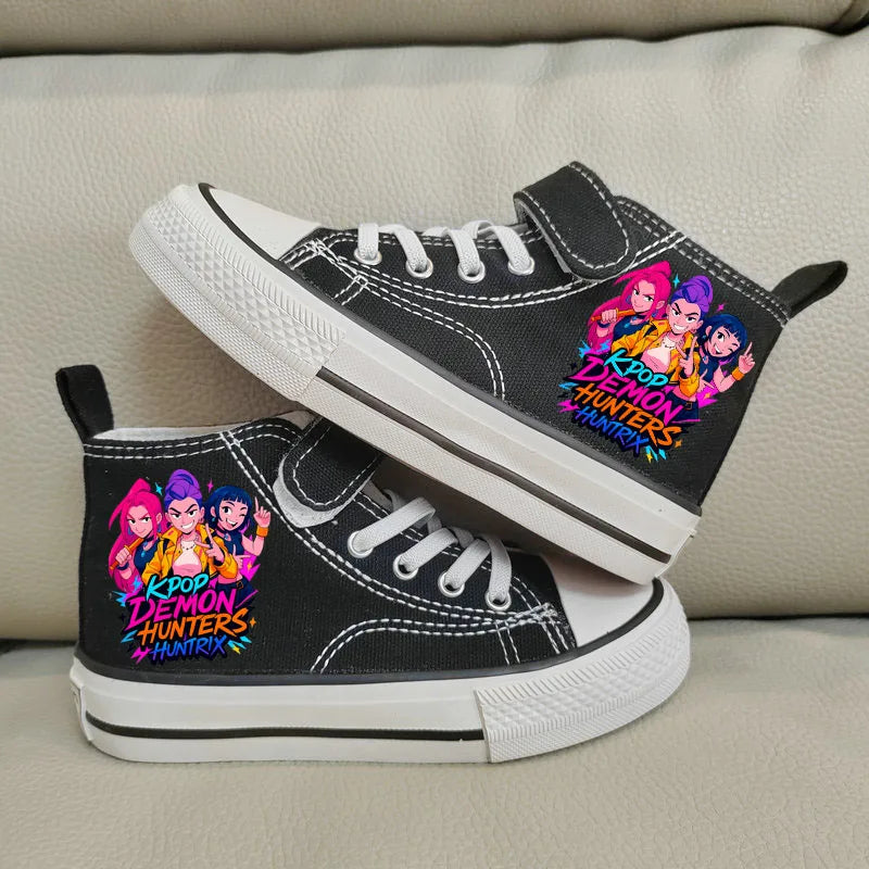 Kpop Demon Hunter zapatos de lona para niños, zapatillas altas para niñas, zapatos deportivos transpirables, zapatos de tenis para correr al aire libre para estudiantes