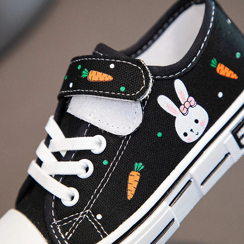 Zapatos de lona para niños y niñas, zapatillas informales estampadas, deportivas para correr, tenis, rosa, negro, de 4 a 12 años, Envío Gratis