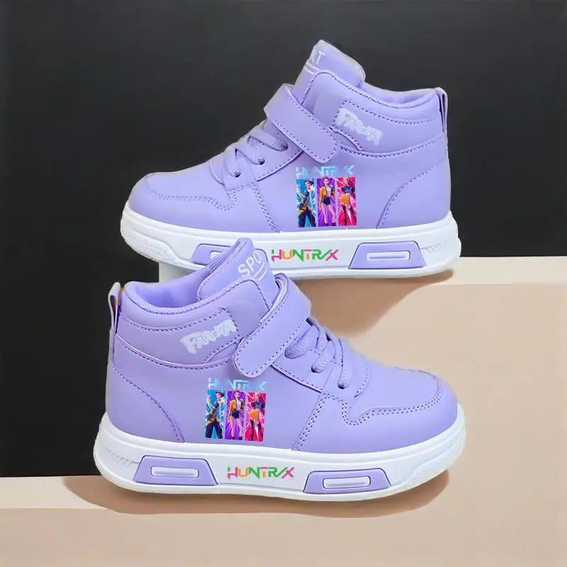 Nuevas zapatillas Kpop Demon Hunter para niños, zapatillas altas para niñas, zapatos blancos de otoño, zapatillas informales para correr, Tenis de suela blanda antideslizantes