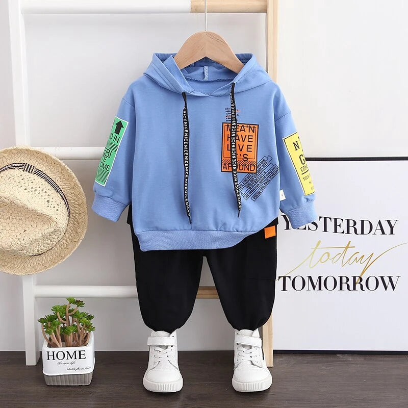 Conjunto Bebé Niños - Sudadera Capucha + Pantalón Primavera