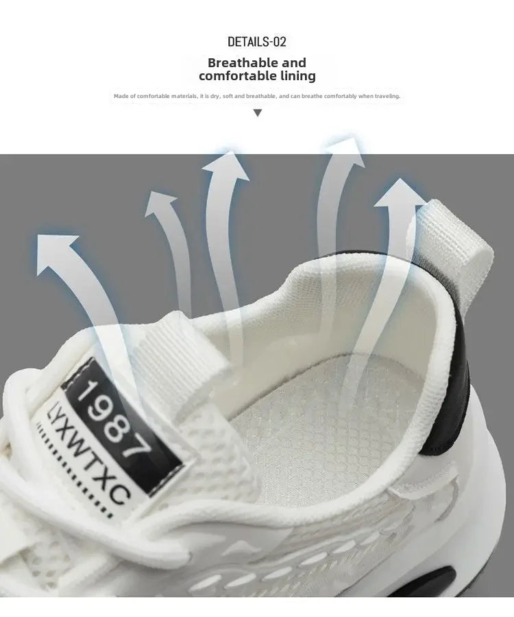 Zapatos deportivos informales y versátiles para hombre, botas de moto cruzadas blancas a la moda, suela suave, transpirabno 2024