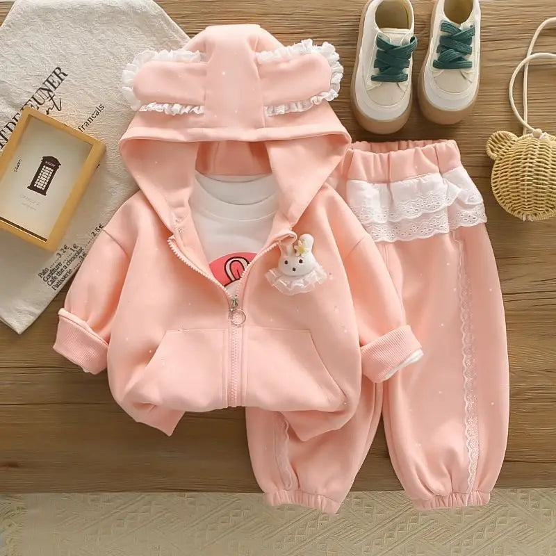 Conjunto Bebé Niña 3 Piezas - Abrigo + Camiseta + Pantalón