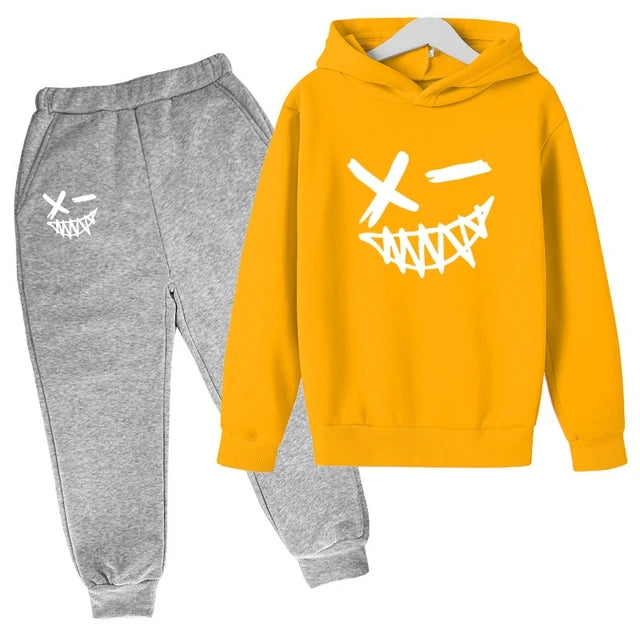 Ropa de verano para bebés con estampado de sonrisa malvada 2024, ropa para niños de 1 a 12 años, conjuntos para niños, traje para niñas y niños