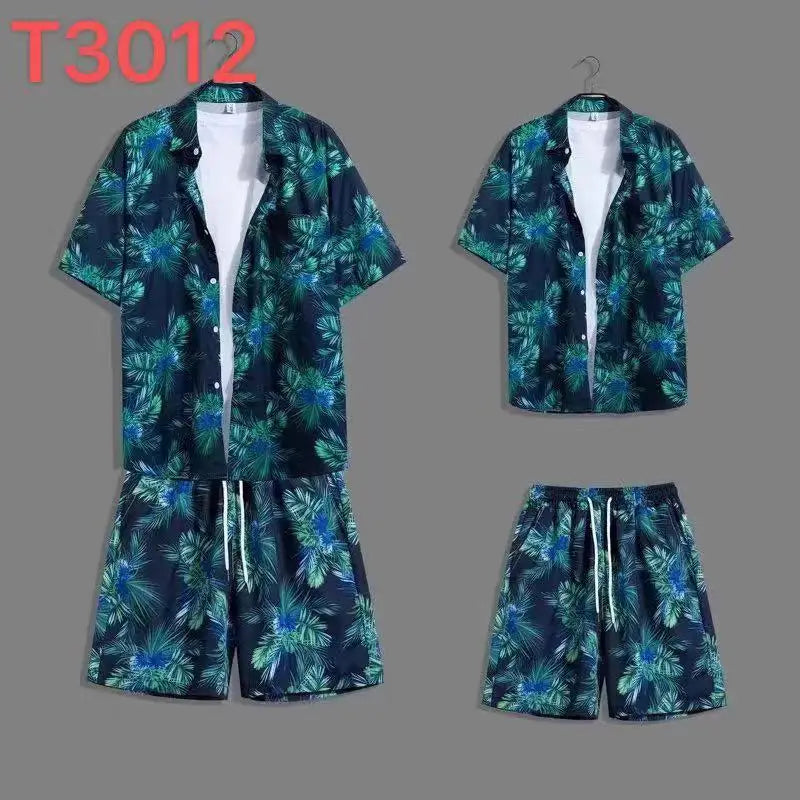 Conjunto Hawaiano 3D Hombre | Camisa Árbol de Coco + Pantalón Corto Playa