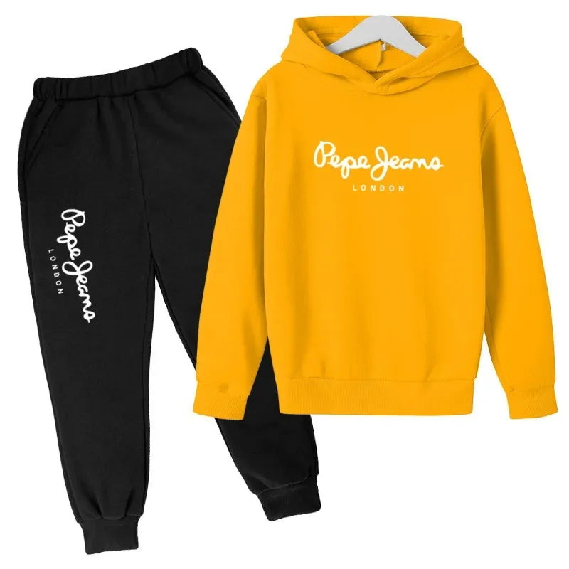 Ocio estampado de letras 2 uds Sudadera con capucha + Pantalones chándales 3-13 años niños niñas primavera otoño trajes ropa de calle ropa para niños