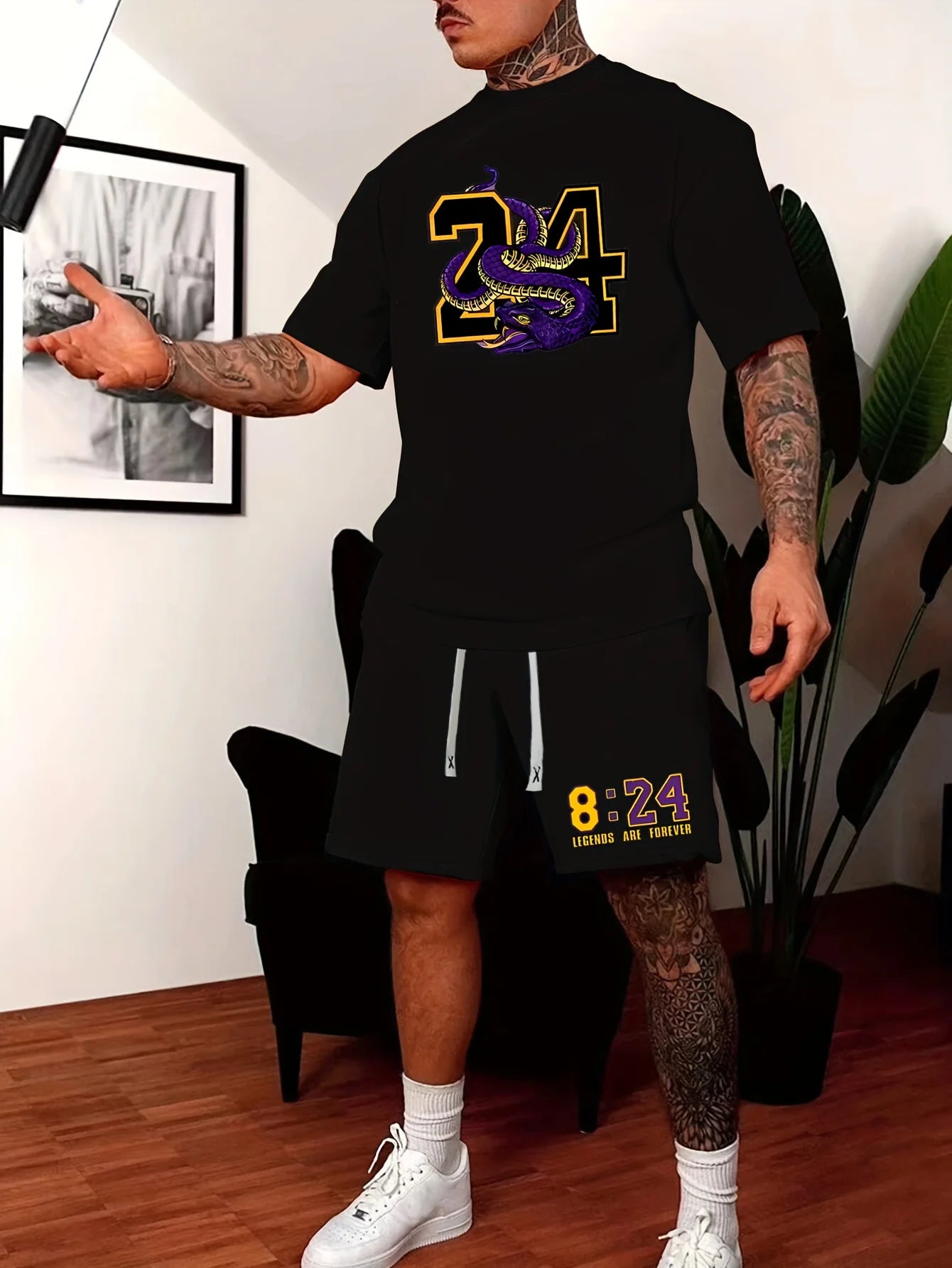 Conjunto relajado con temática Chicago de verano para hombre, conjunto de camiseta y pantalones cortos estampados talla 32, conjunto deportivo informal de dos piezas de talla grande para adultos