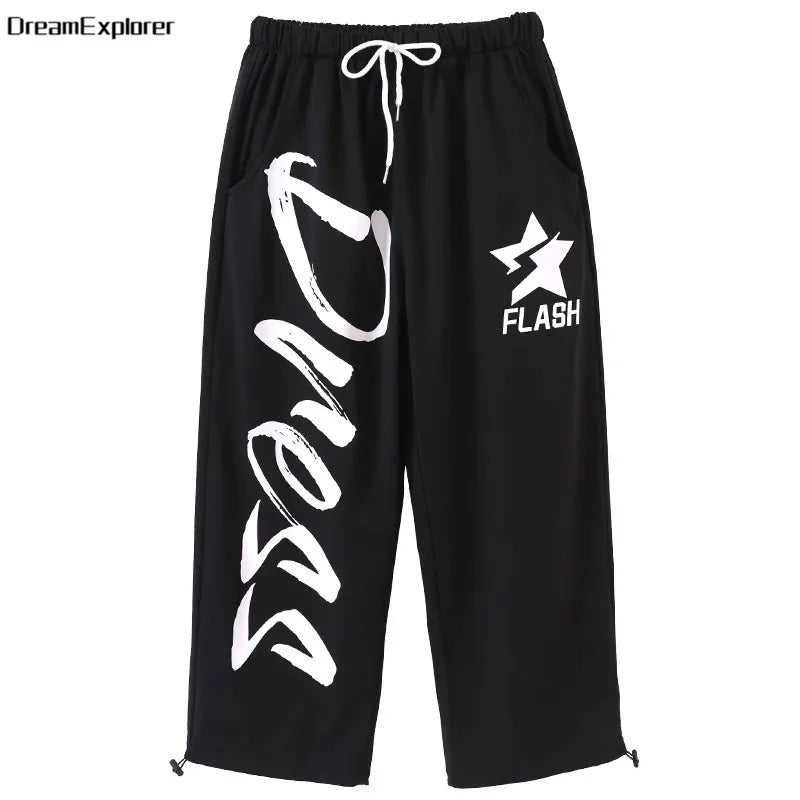 Top corto k-pop para niñas, pantalones deportivos con letras a la moda, conjuntos de ropa de grupo para niñas, ropa informal estilo Hip Hop, disfraces de Jazz para niños