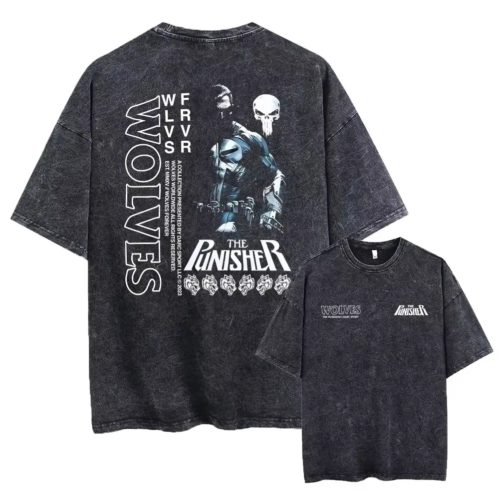 2025 Darc Wolves Sport Vintage camisetas lavadas gimnasio culturismo ropa Unisex verano Fitness TEE entrenamiento deporte camisetas